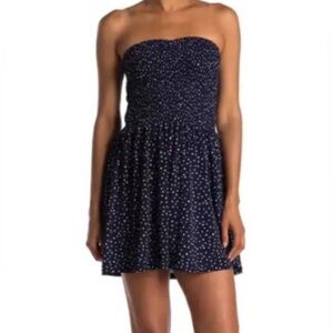 EUC Abound Polka Dot smocked Dress Strapless size L